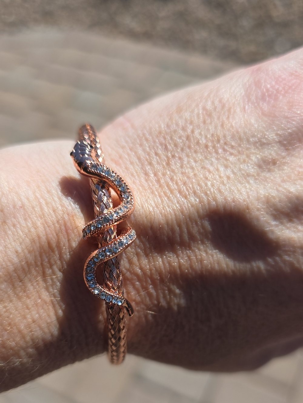 BP Rose Gold Snake Cuff Bracelet with Crystal Accents